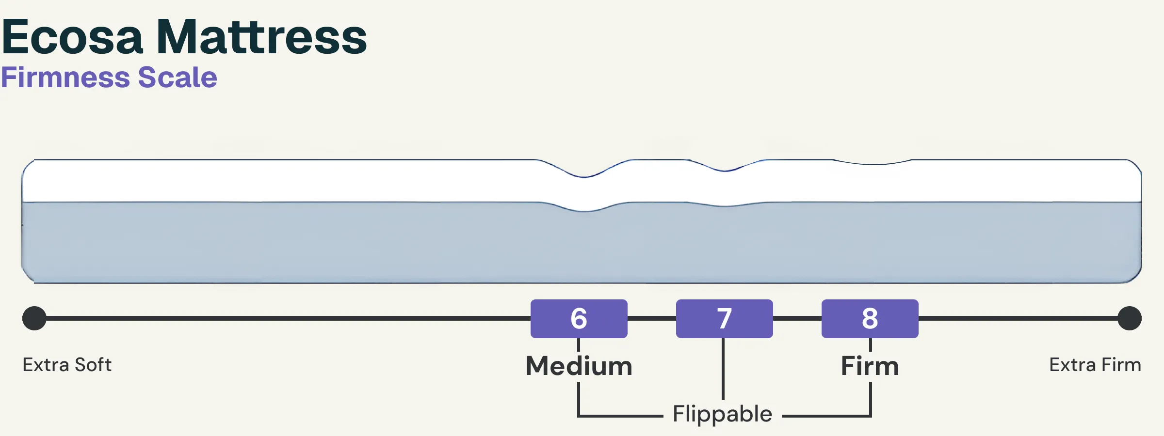 Infographie show the firmness scale for the Ecosa Mattress